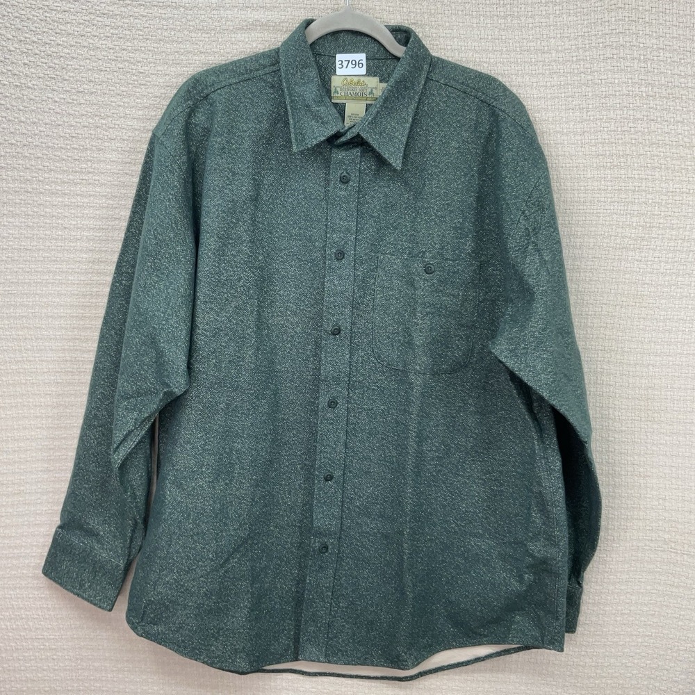 Cabelas Deerskin Chamois Long Sleeve Button Up Shirt Men's Size XL Forest Green